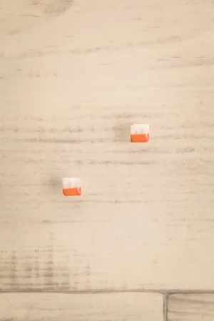 Riven Orange | Square Stud Earrings