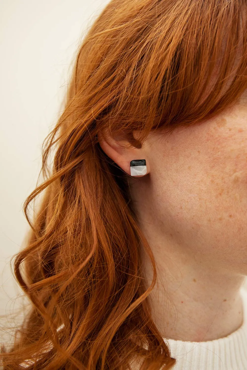 Riven Orange | Square Stud Earrings