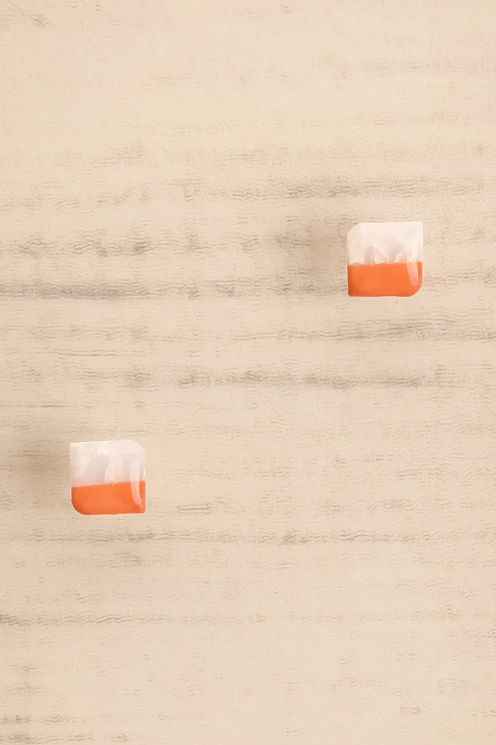 Riven Orange | Square Stud Earrings