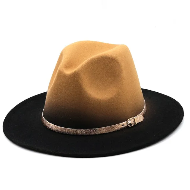 Round Fedora Top Hat with Belt Anna Kay Co