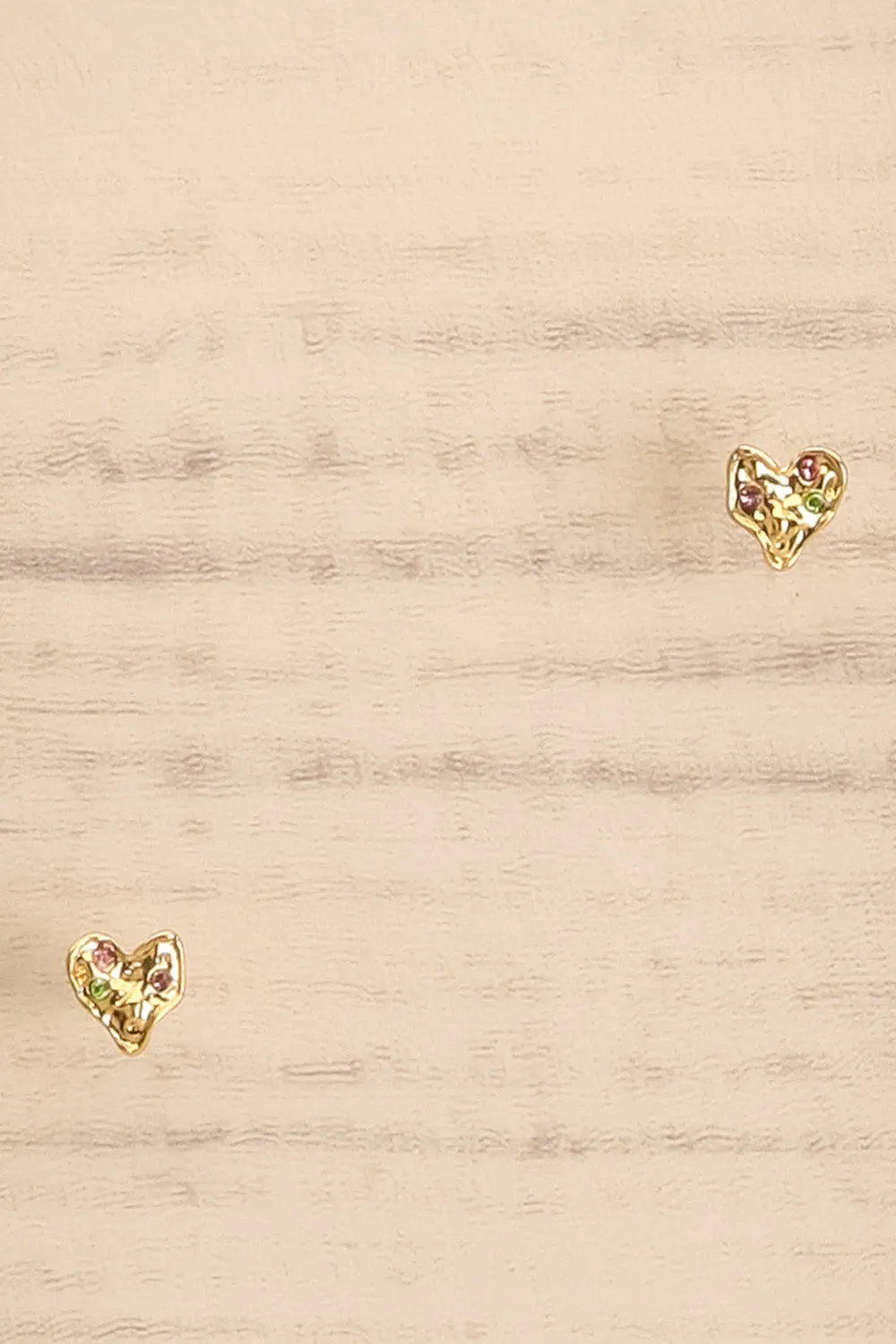 Ryana Gold | Heart-Shaped Stud Earrings w/ Colourful Crystals