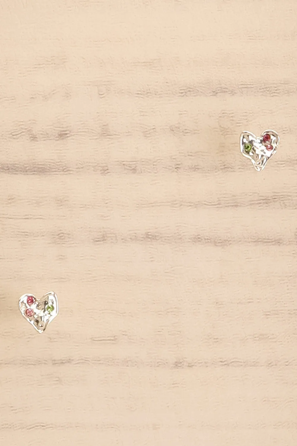 Ryana Silver | Heart-Shaped Stud Earrings w/ Colourful Crystals
