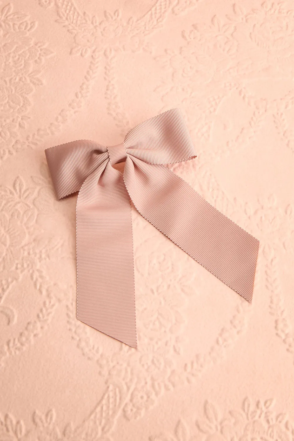 Saffy Beige | Ribbed Bow Barrette