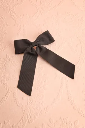Saffy Black | Ribbed Bow Barrette