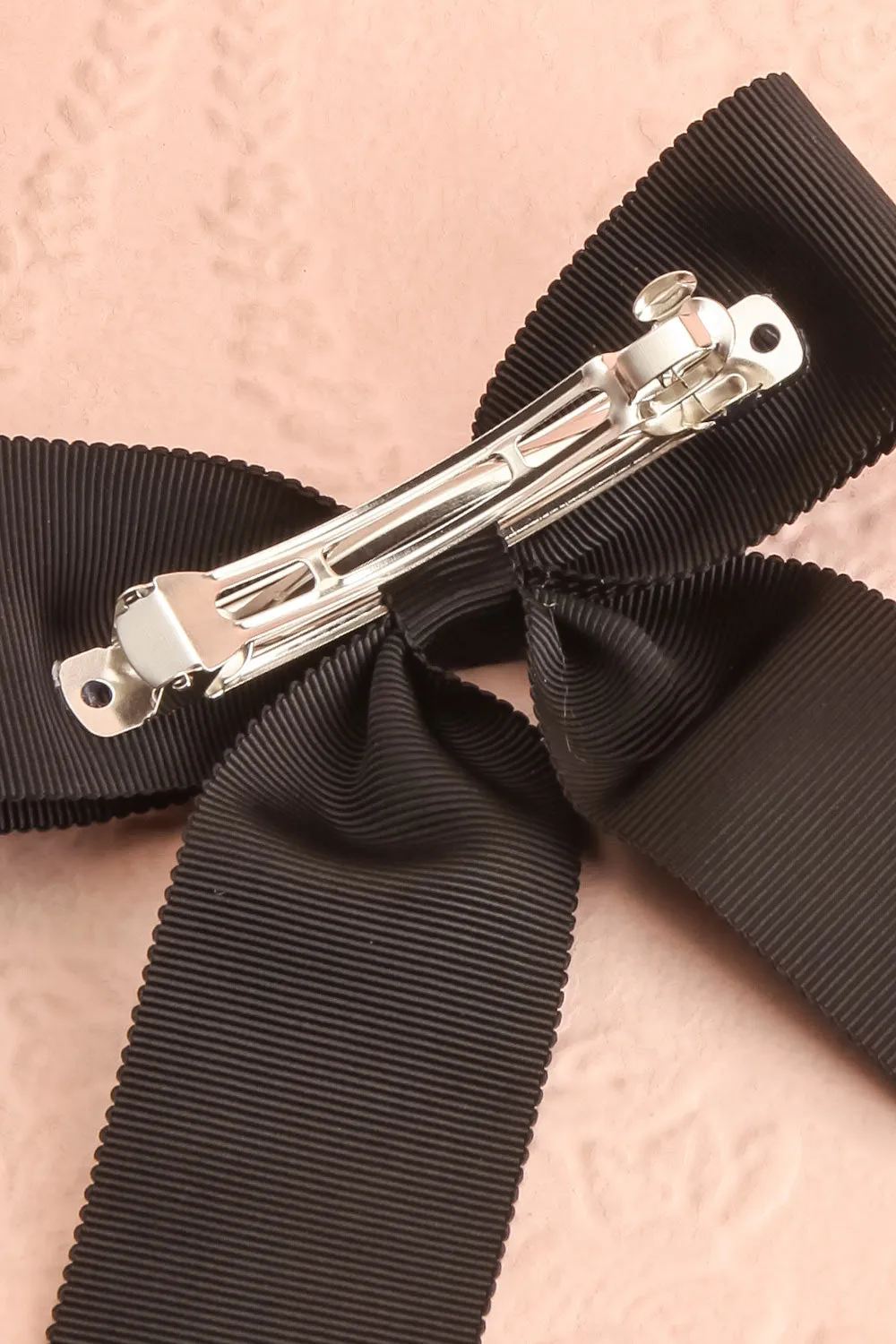 Saffy Black | Ribbed Bow Barrette