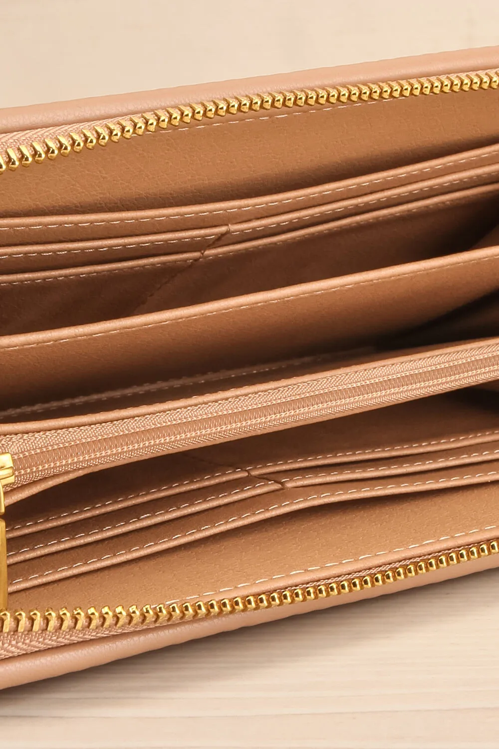 Sandy Beige | Pleated Vegan Leather Wallet