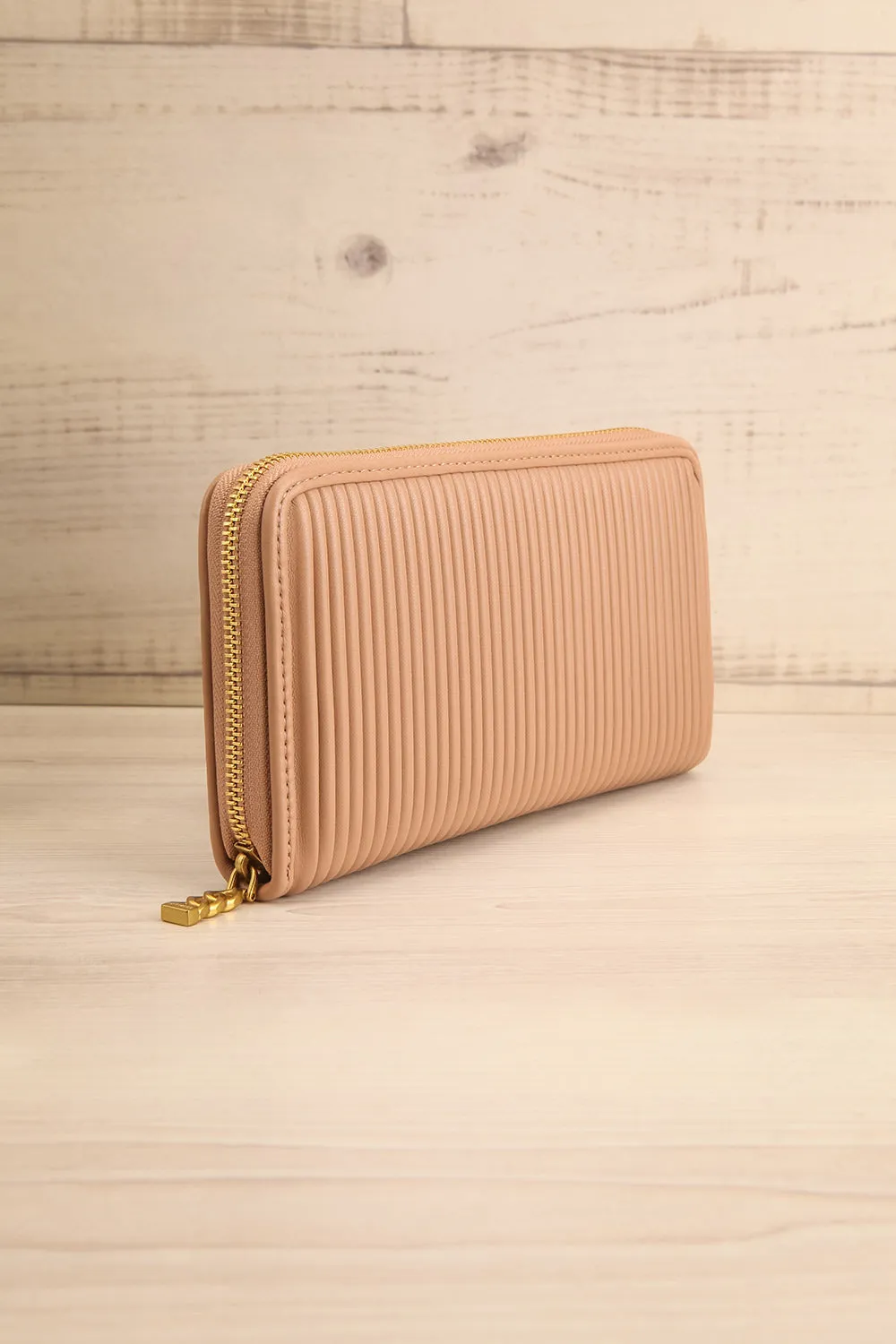 Sandy Beige | Pleated Vegan Leather Wallet