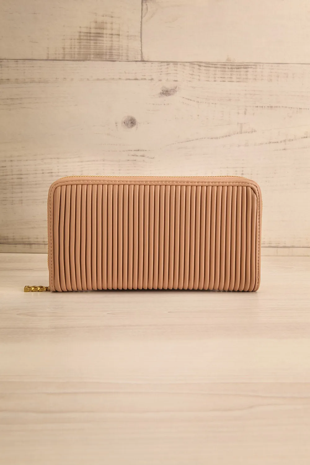 Sandy Beige | Pleated Vegan Leather Wallet