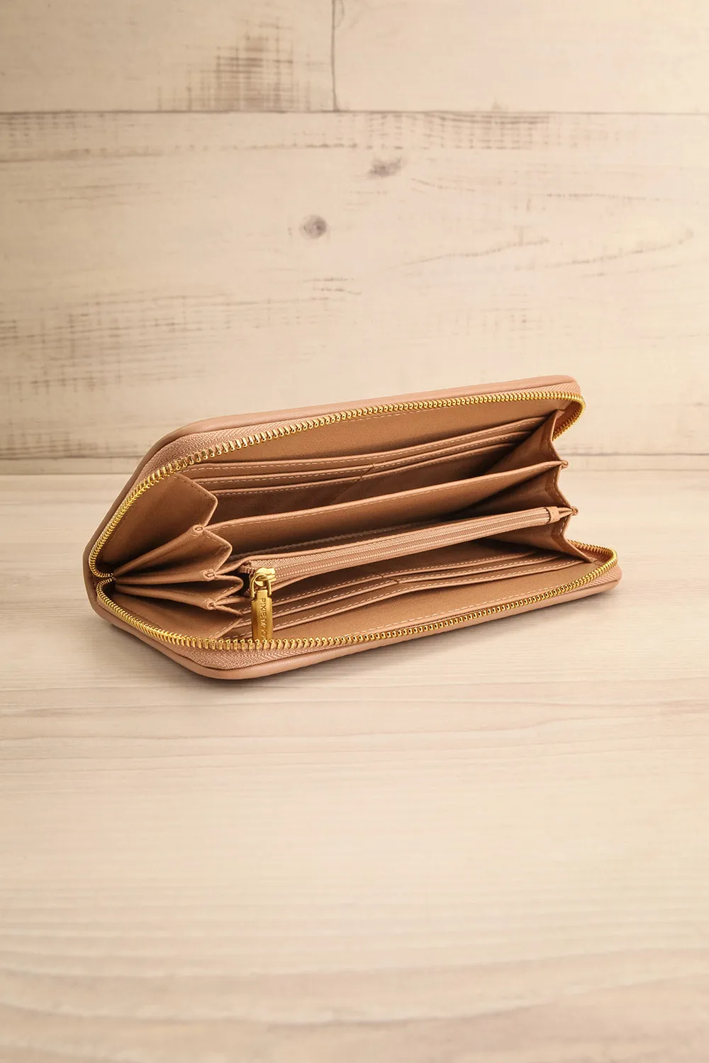 Sandy Beige | Pleated Vegan Leather Wallet