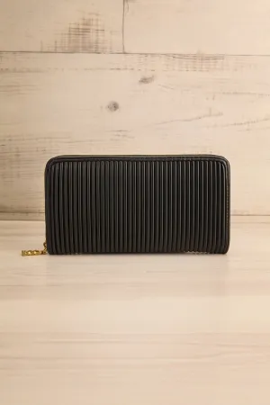 Sandy Black | Pleated Vegan Leather Wallet