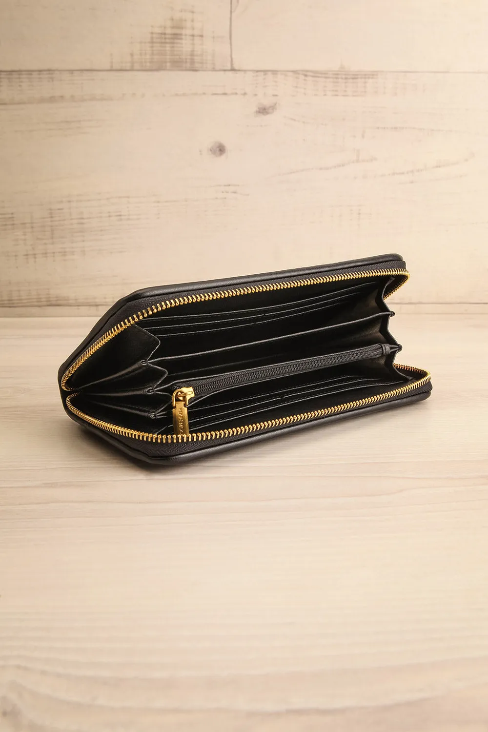 Sandy Black | Pleated Vegan Leather Wallet