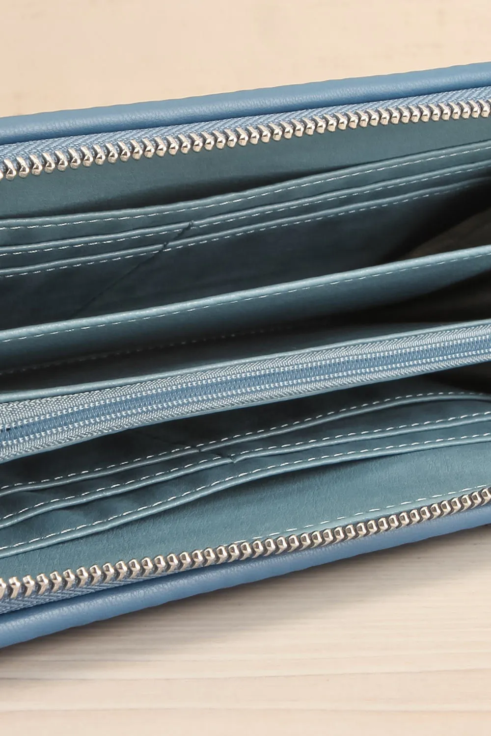 Sandy Dusty Blue | Pleated Vegan Leather Wallet