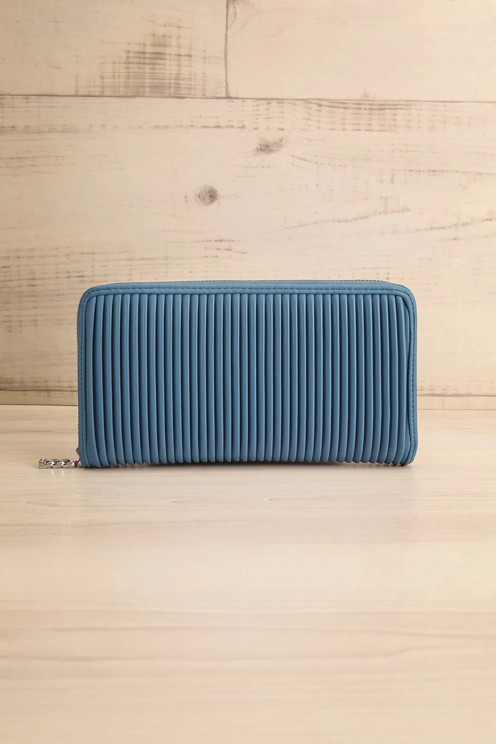 Sandy Dusty Blue | Pleated Vegan Leather Wallet