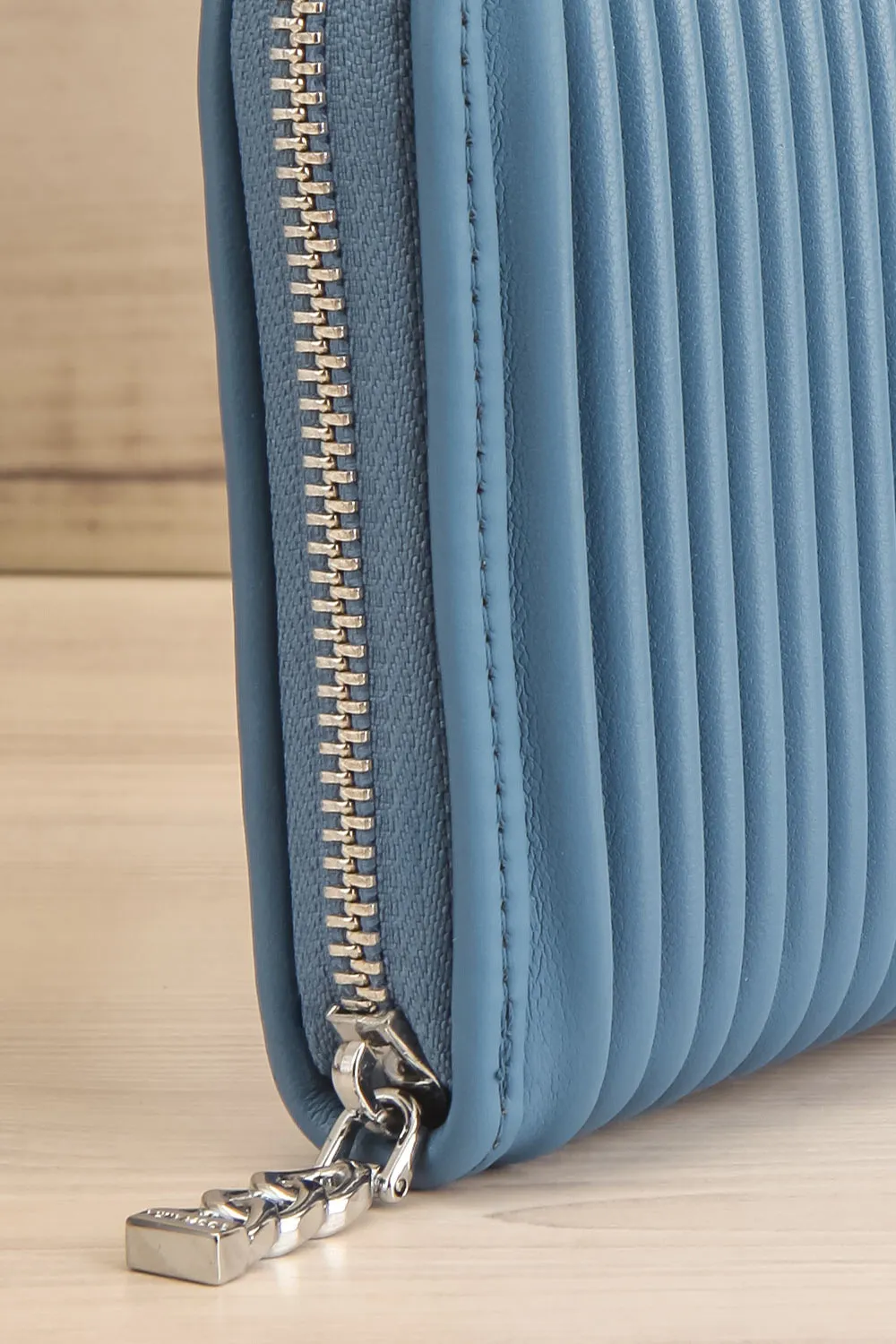Sandy Dusty Blue | Pleated Vegan Leather Wallet