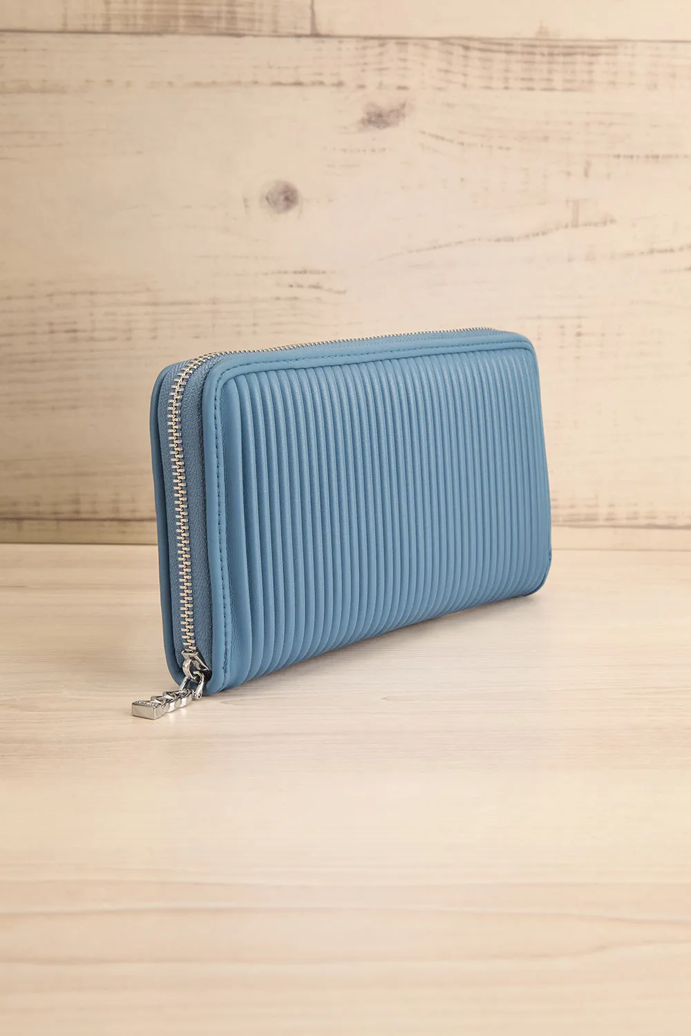 Sandy Dusty Blue | Pleated Vegan Leather Wallet