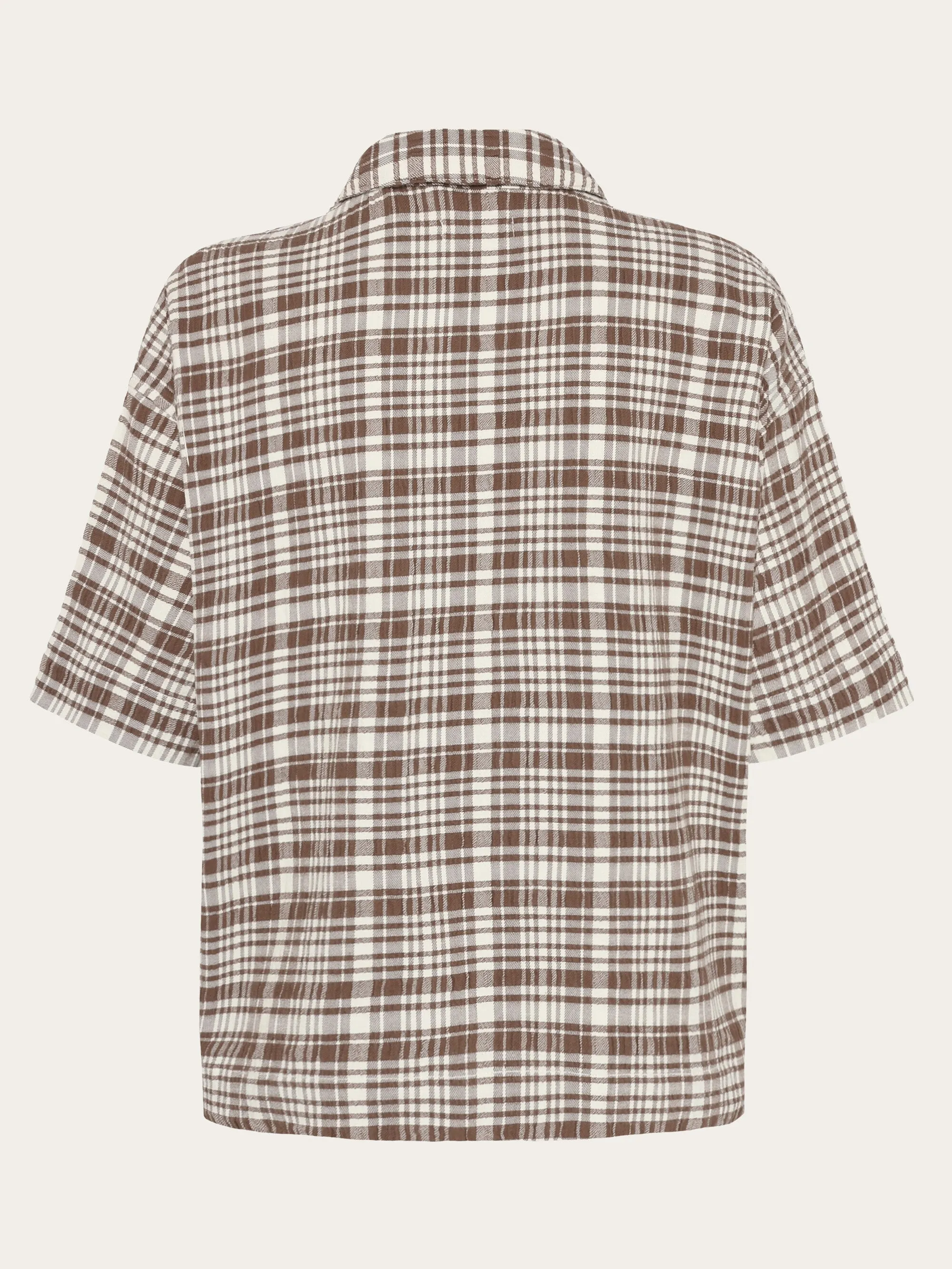 Seersucker check short sleeved shirt - GOTS/Vegan - Beige check Knowledge Cotton