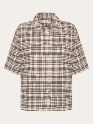 Seersucker check short sleeved shirt - GOTS/Vegan - Beige check Knowledge Cotton