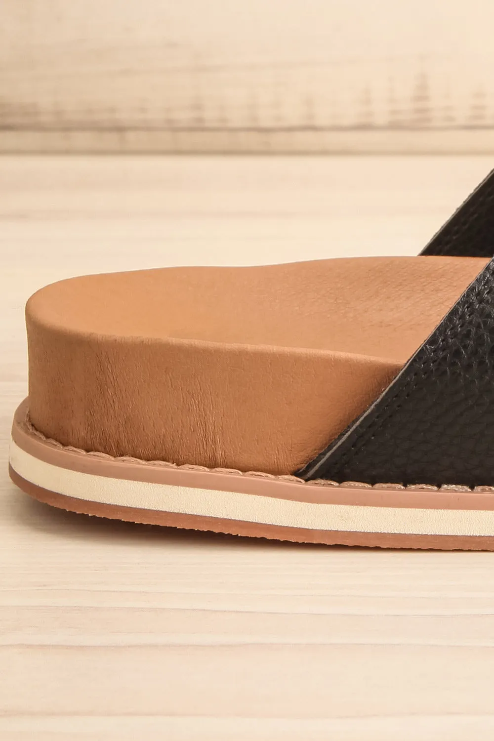 Siemna Black | Slide Sandals w/ Velcro Straps