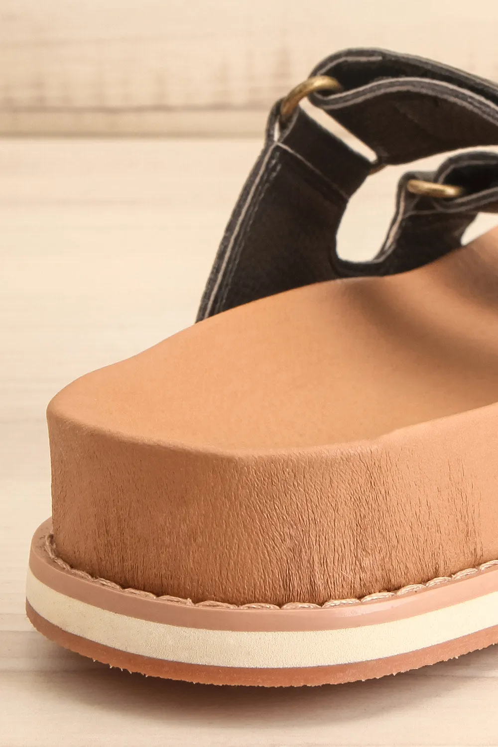 Siemna Black | Slide Sandals w/ Velcro Straps