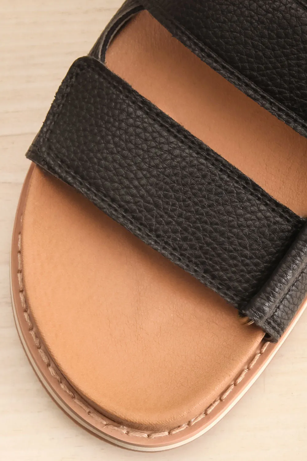 Siemna Black | Slide Sandals w/ Velcro Straps