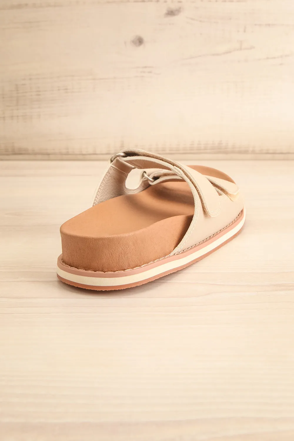 Siemna Grey | Slide Sandals w/ Velcro Straps