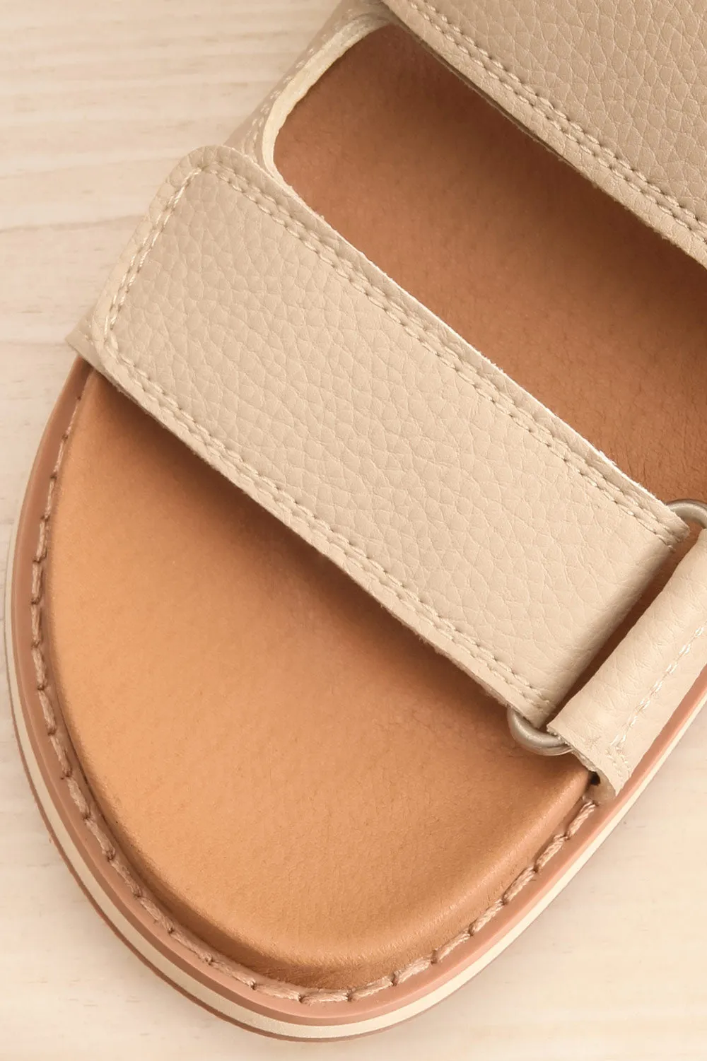 Siemna Grey | Slide Sandals w/ Velcro Straps