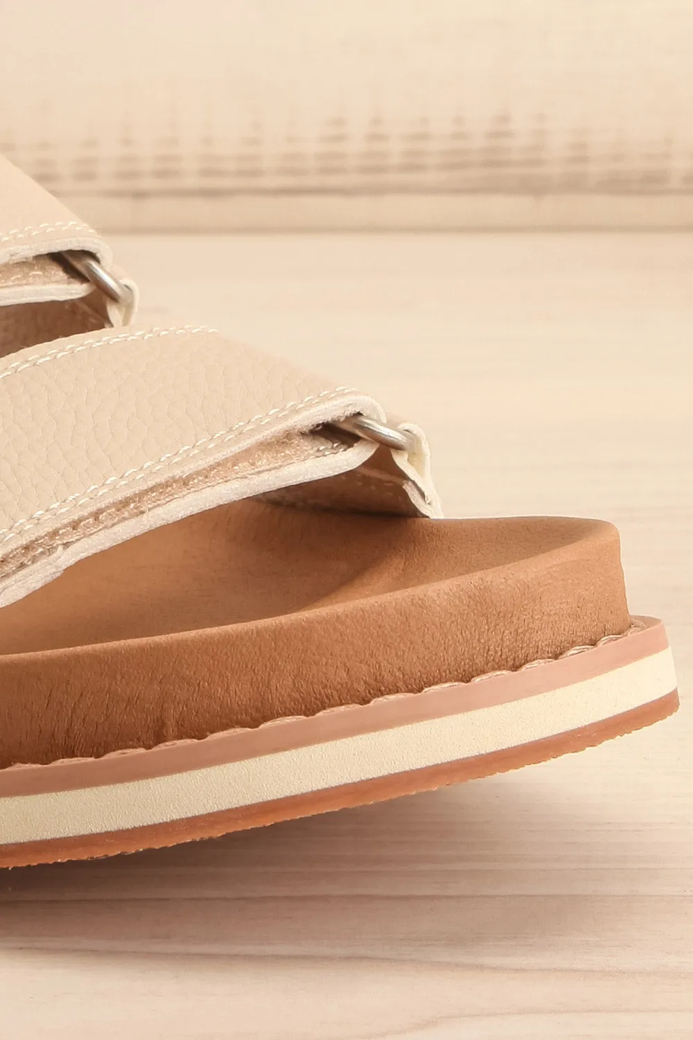 Siemna Grey | Slide Sandals w/ Velcro Straps