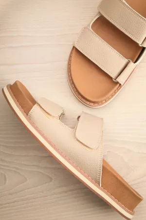 Siemna Grey | Slide Sandals w/ Velcro Straps