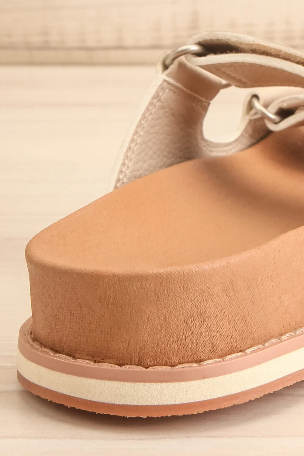 Siemna Grey | Slide Sandals w/ Velcro Straps