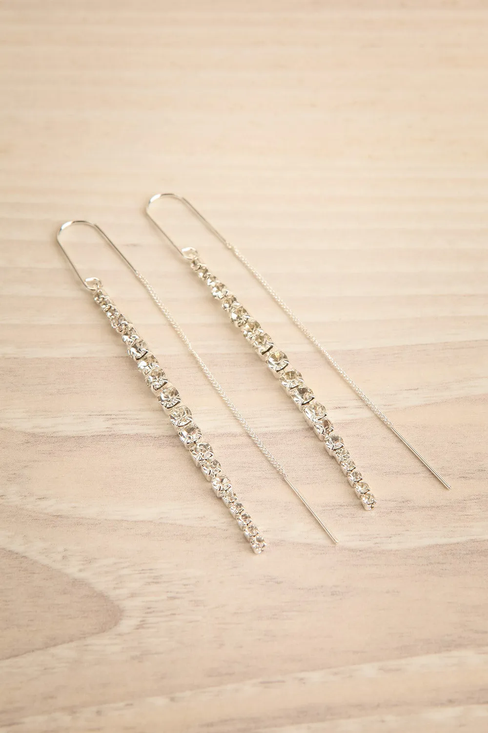 Skyler Silver | Pendant Earrings w/ Crystals