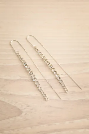 Skyler Silver | Pendant Earrings w/ Crystals