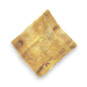 SMALL LINEN PAISLEY SCARF 50X50 MUSTARD YELLOW