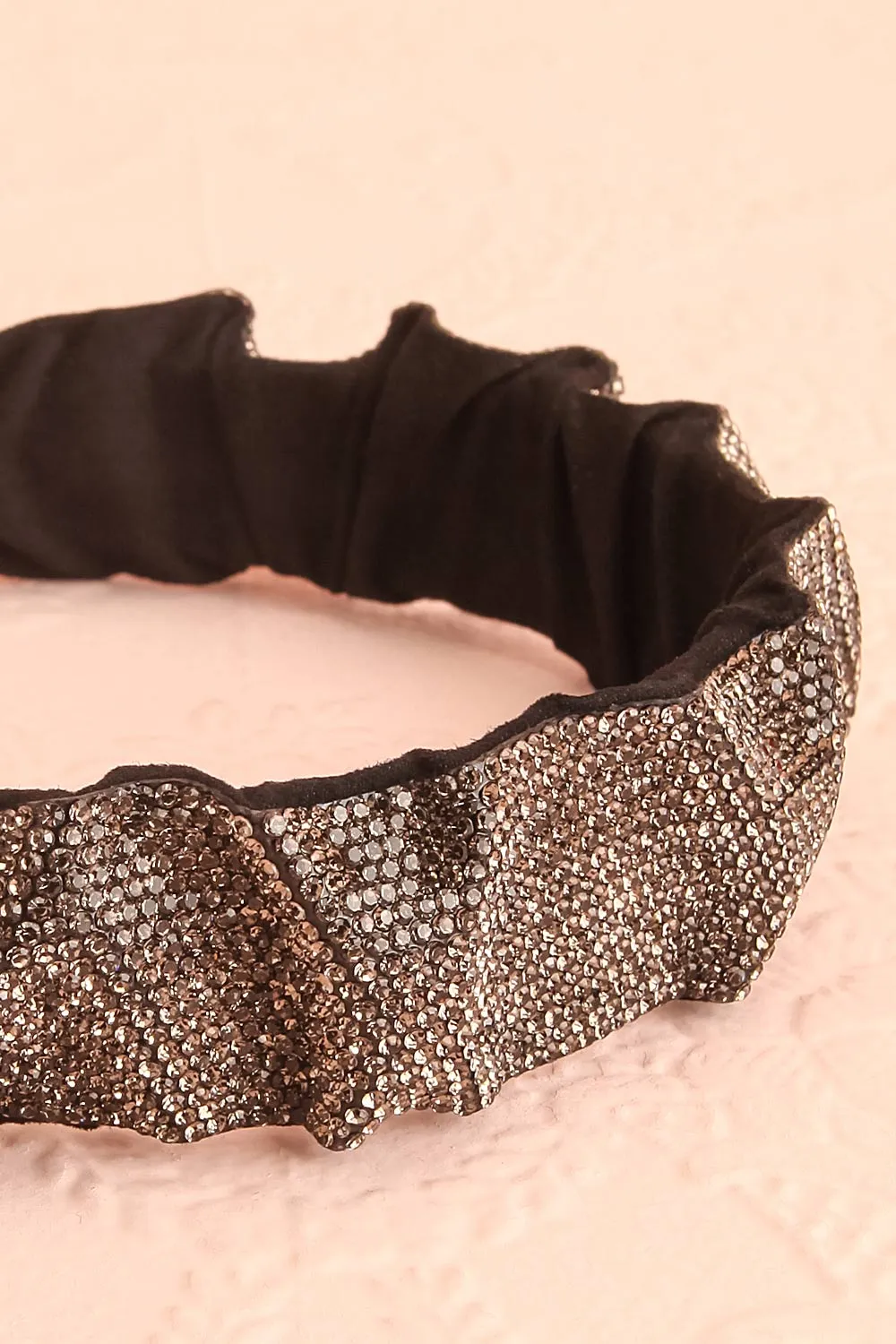Sokeria | Black Pleated Headbands w/ Silver Crystals