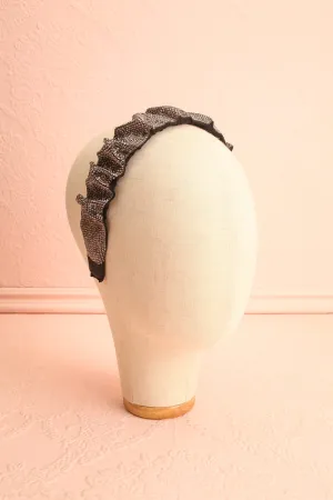 Sokeria | Black Pleated Headbands w/ Silver Crystals