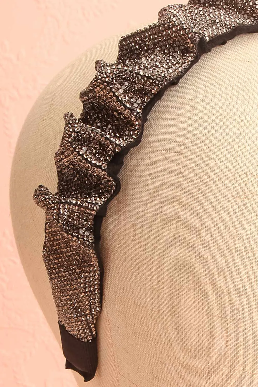 Sokeria | Black Pleated Headbands w/ Silver Crystals