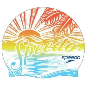 Speedo Printed Silicone Cap Volcanic Orange Speedo Sunset