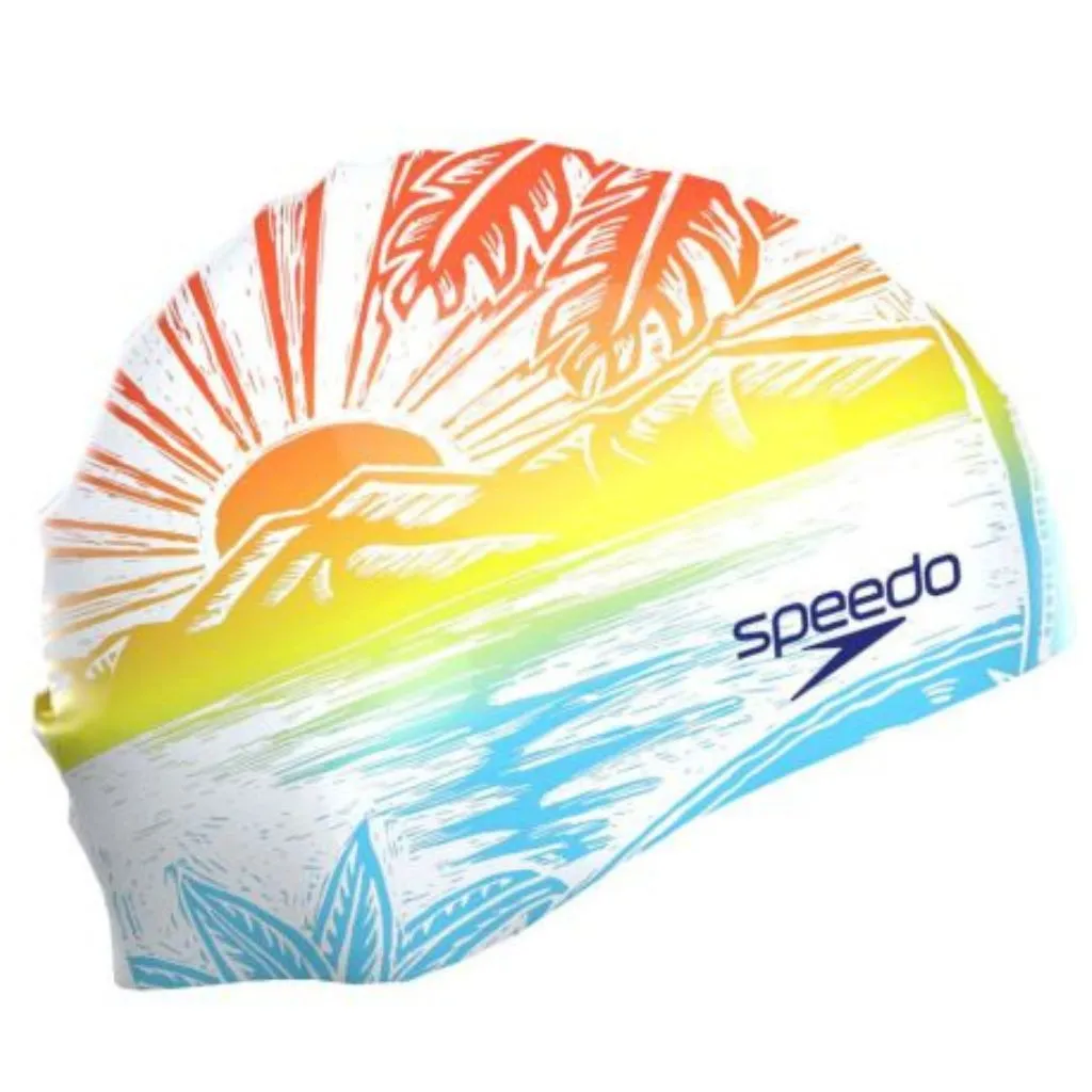 Speedo Printed Silicone Cap Volcanic Orange Speedo Sunset