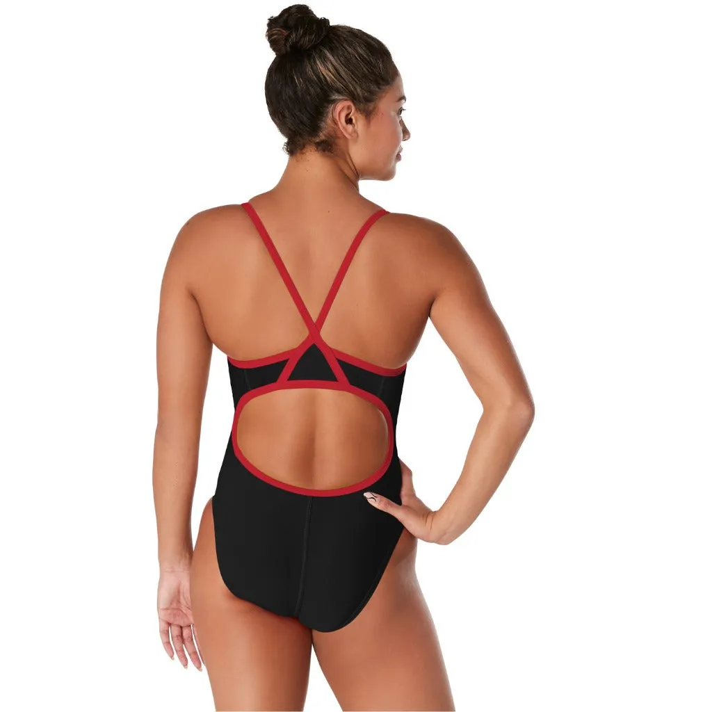 Speedo Solid Flyback Black Red