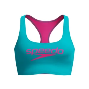 Speedo Solid Logo Crop Top Hypersonic Blue