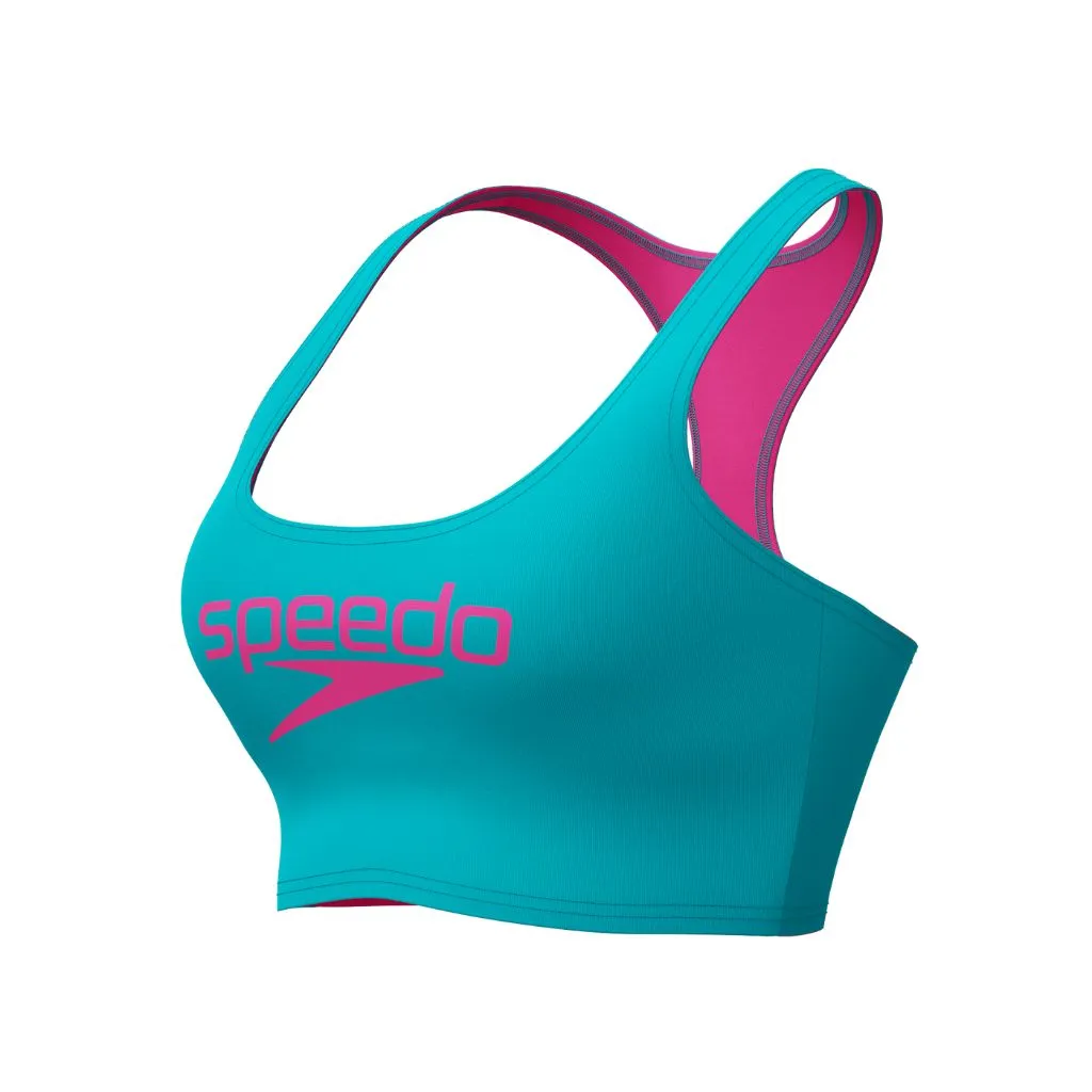 Speedo Solid Logo Crop Top Hypersonic Blue