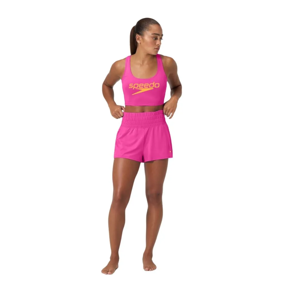 Speedo Solid Logo Crop Top Pink