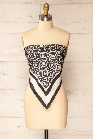St-Jacques Black | Abstract Satin Scarf
