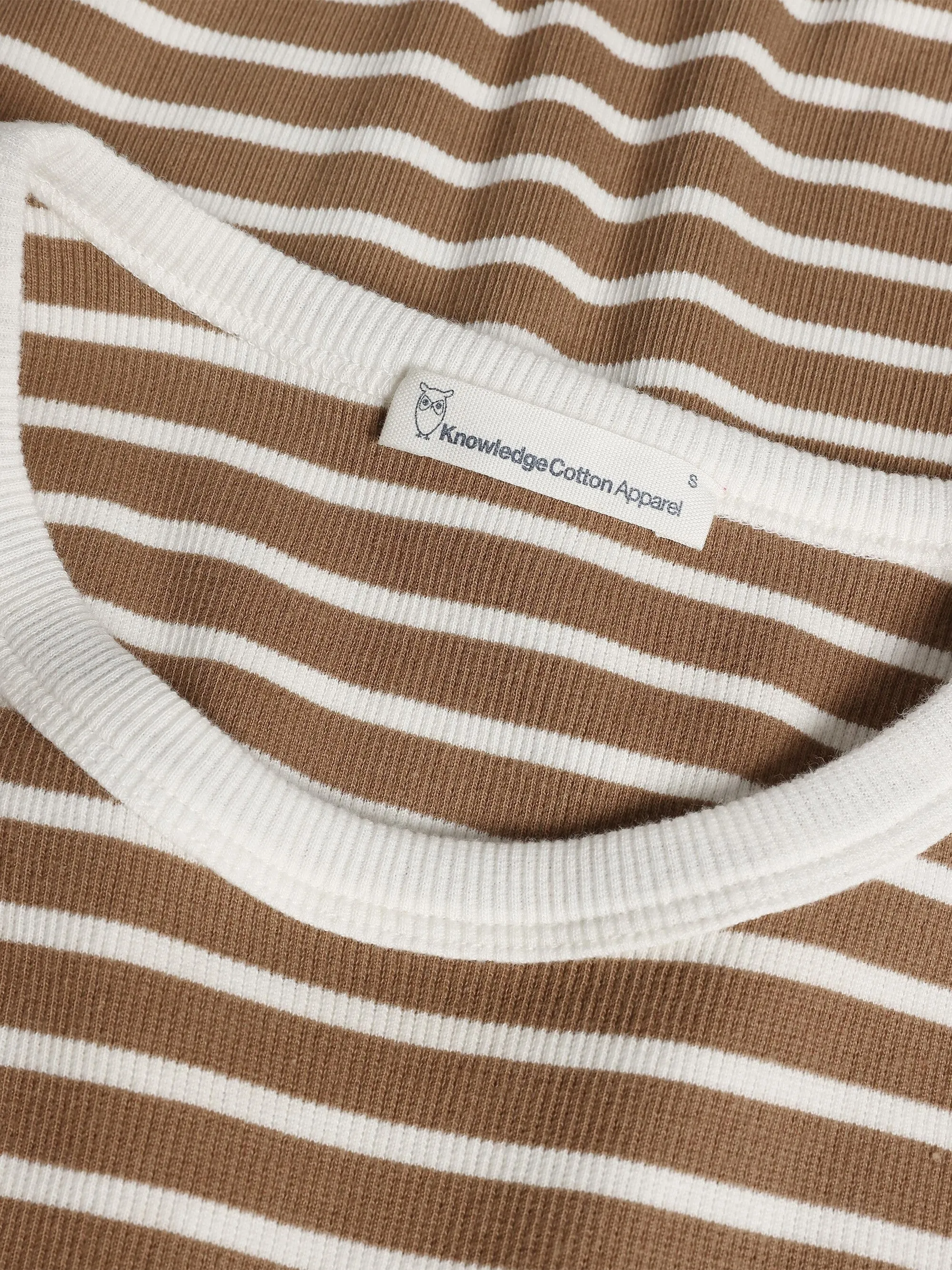 Striped racer rib top - Dark Brown Stripe Knowledge Cotton