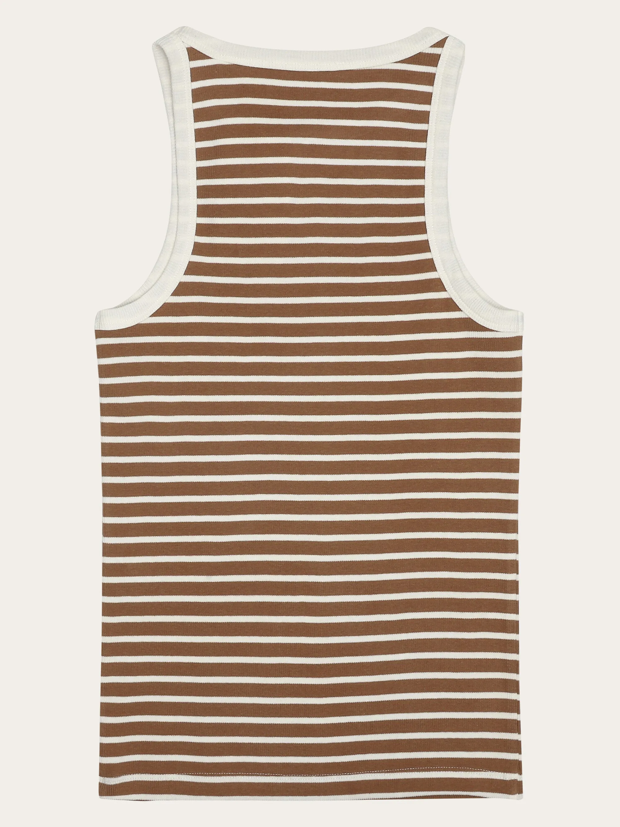 Striped racer rib top - Dark Brown Stripe Knowledge Cotton