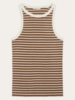 Striped racer rib top - Dark Brown Stripe Knowledge Cotton