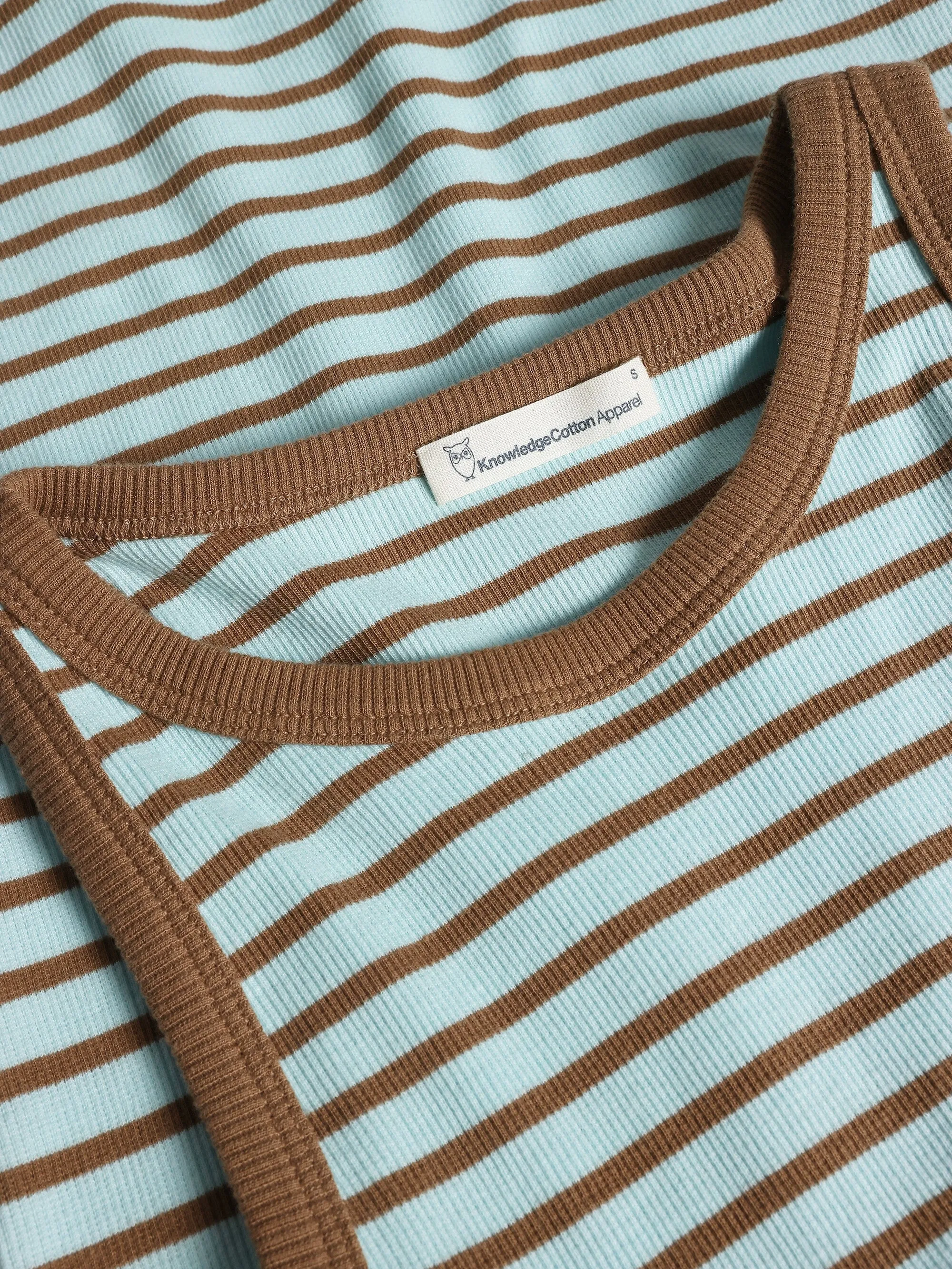 Striped racer rib top - Light Blue Stripe Knowledge Cotton