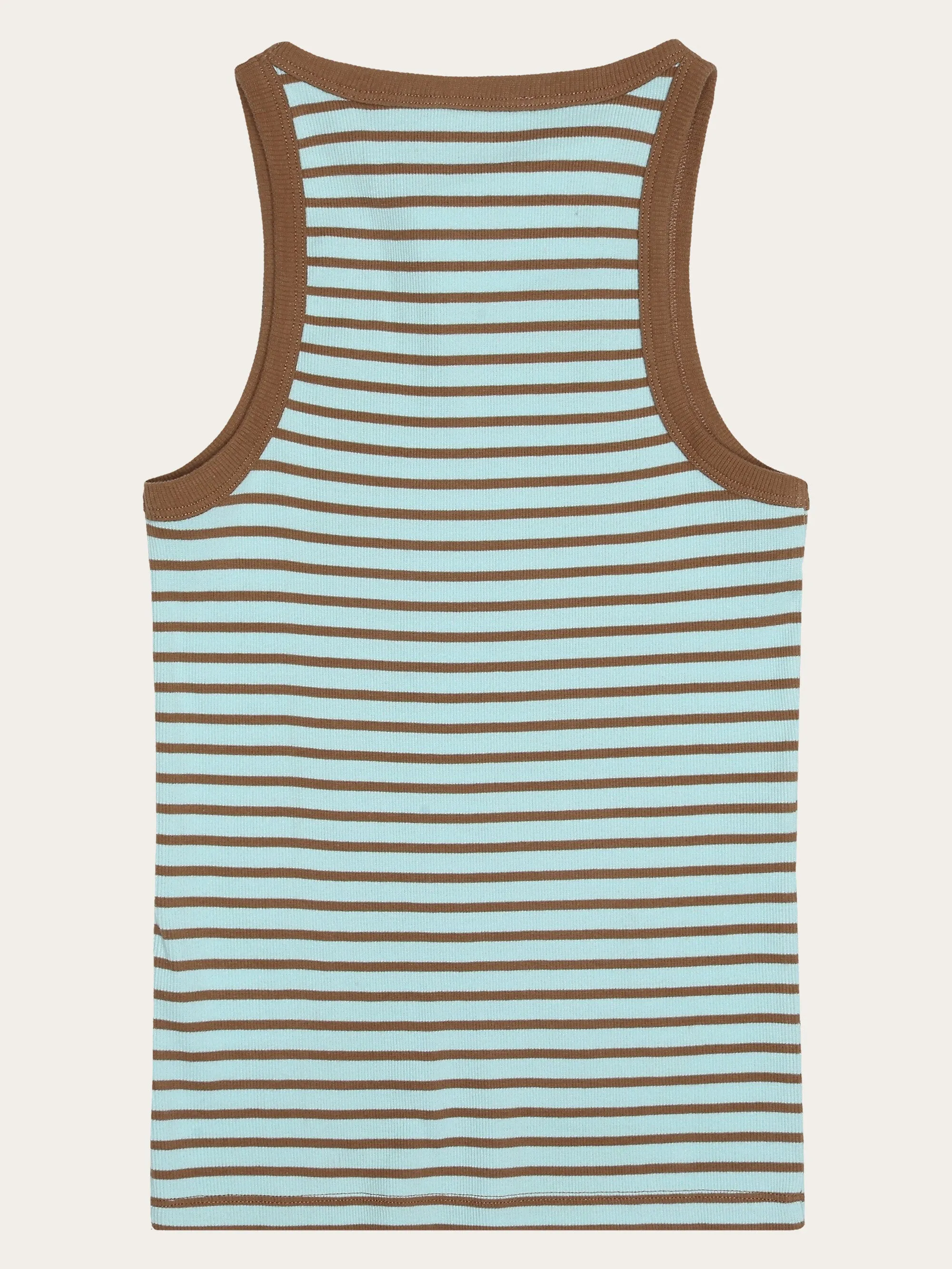 Striped racer rib top - Light Blue Stripe Knowledge Cotton