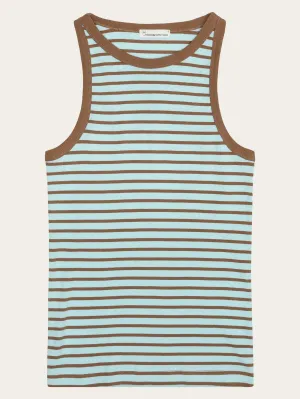 Striped racer rib top - Light Blue Stripe Knowledge Cotton