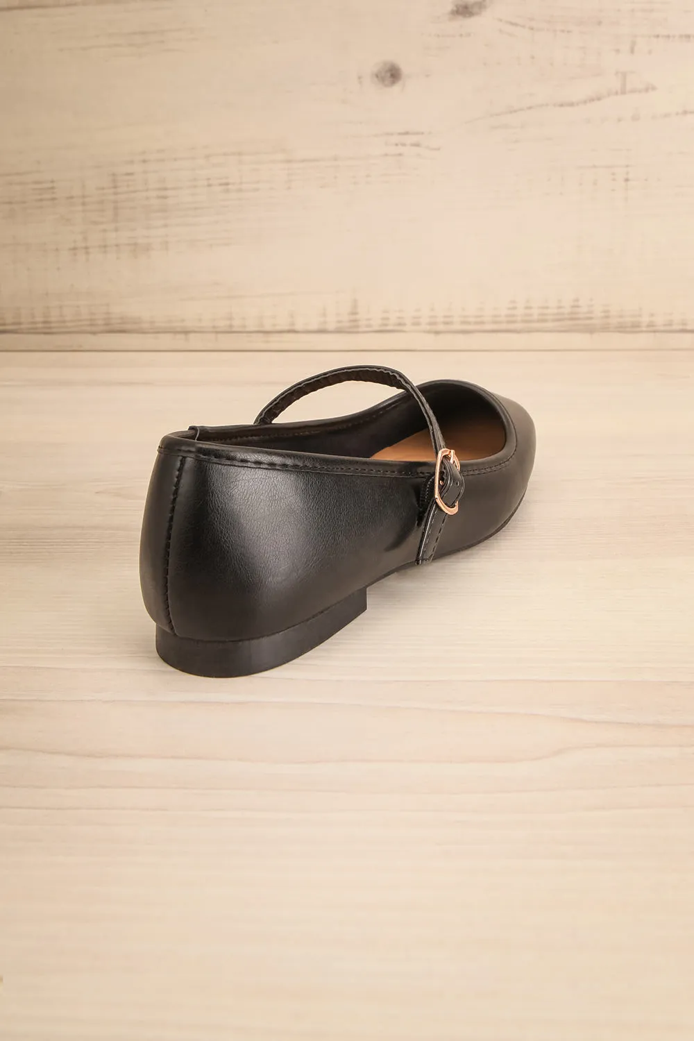 Sweepa Black | Ballerina Flats w/ Adjustable Strap