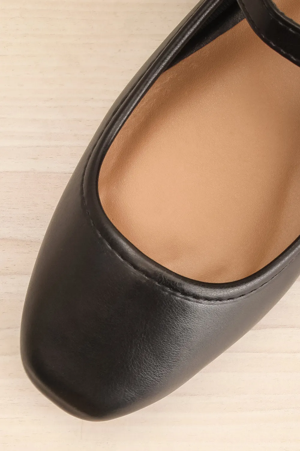 Sweepa Black | Ballerina Flats w/ Adjustable Strap